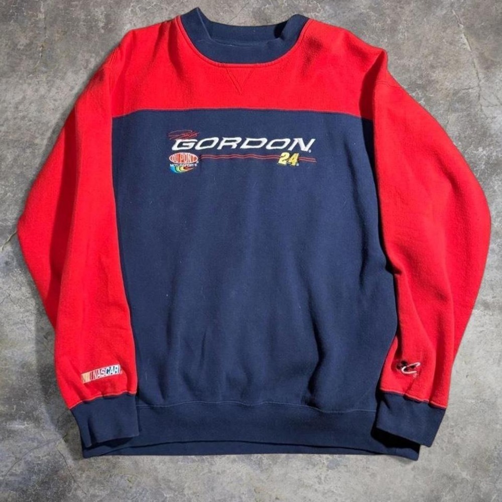 Vintage NASCAR Jeff Gordon Dupont Motorsports red blue crewneck sweatshirt SZ L
